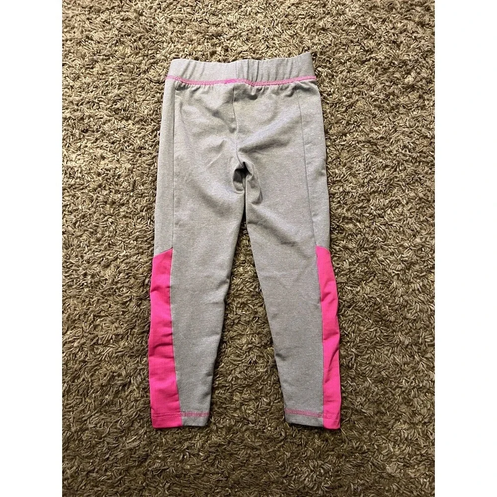 Body Glove Girls Athletic Leggings Pants Size 4 Light Gray w/ Pink‎